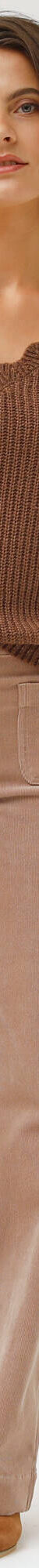 Trui met V-hals, patenttricot (taupe) Trui met V-hals, patenttricot (taupe)
